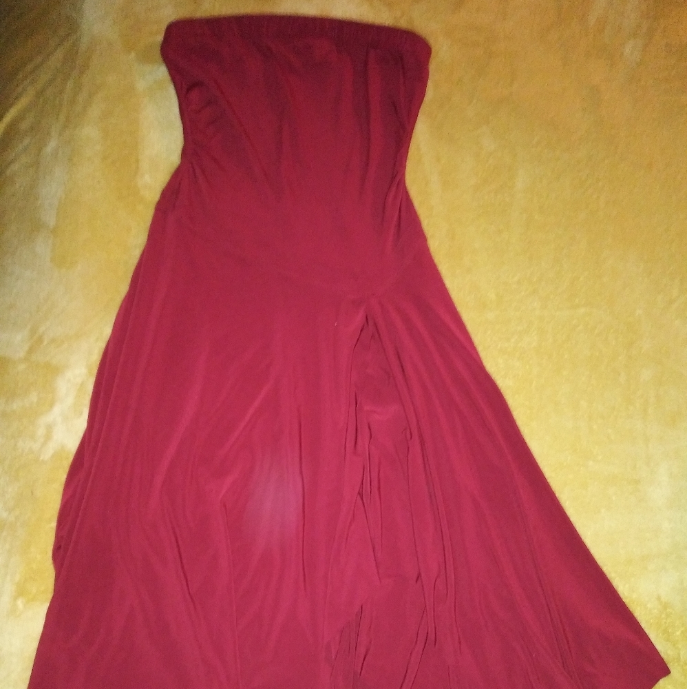 Strapless Angled Flowing Dress
